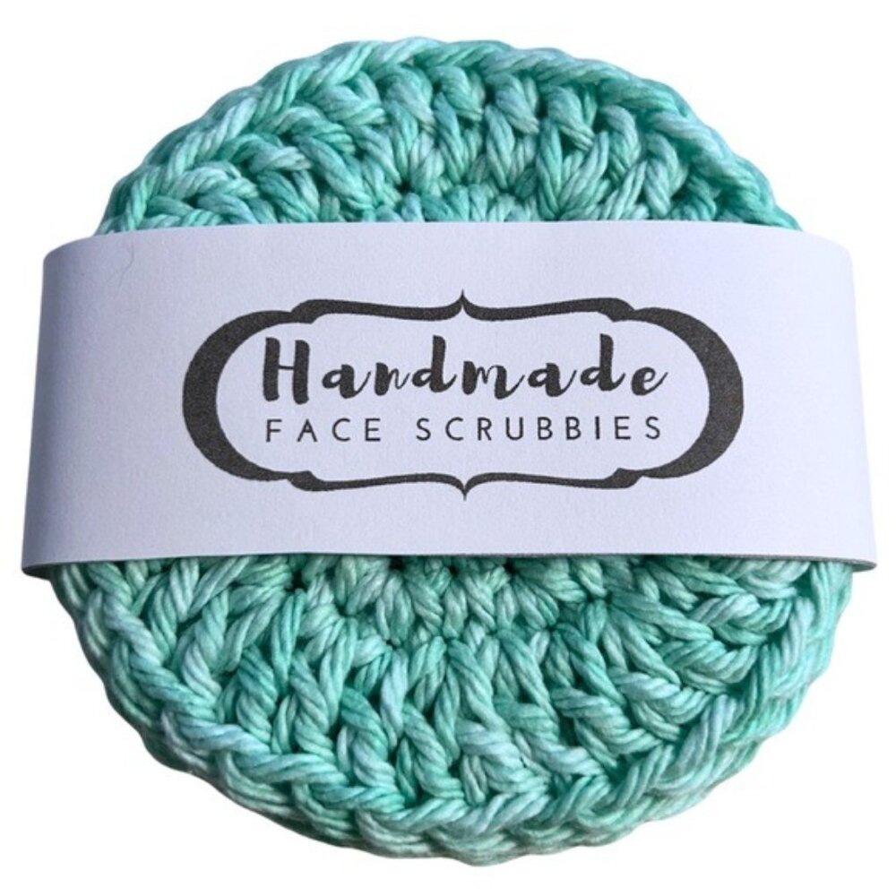 NWT Handmade Mint Crochet Facial Rounds 100% Cotton Face Scrubbies Set of 4 Eco